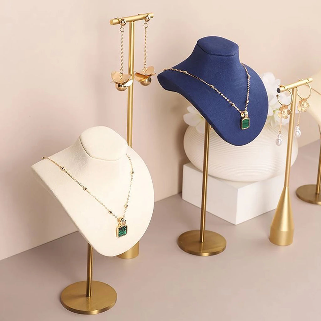 Jewelry Stand Display Necklace Holder T-Bar Plated Metal Tabletop Jewelry Organizer Tower for Show Jewelry Hanging Pendant