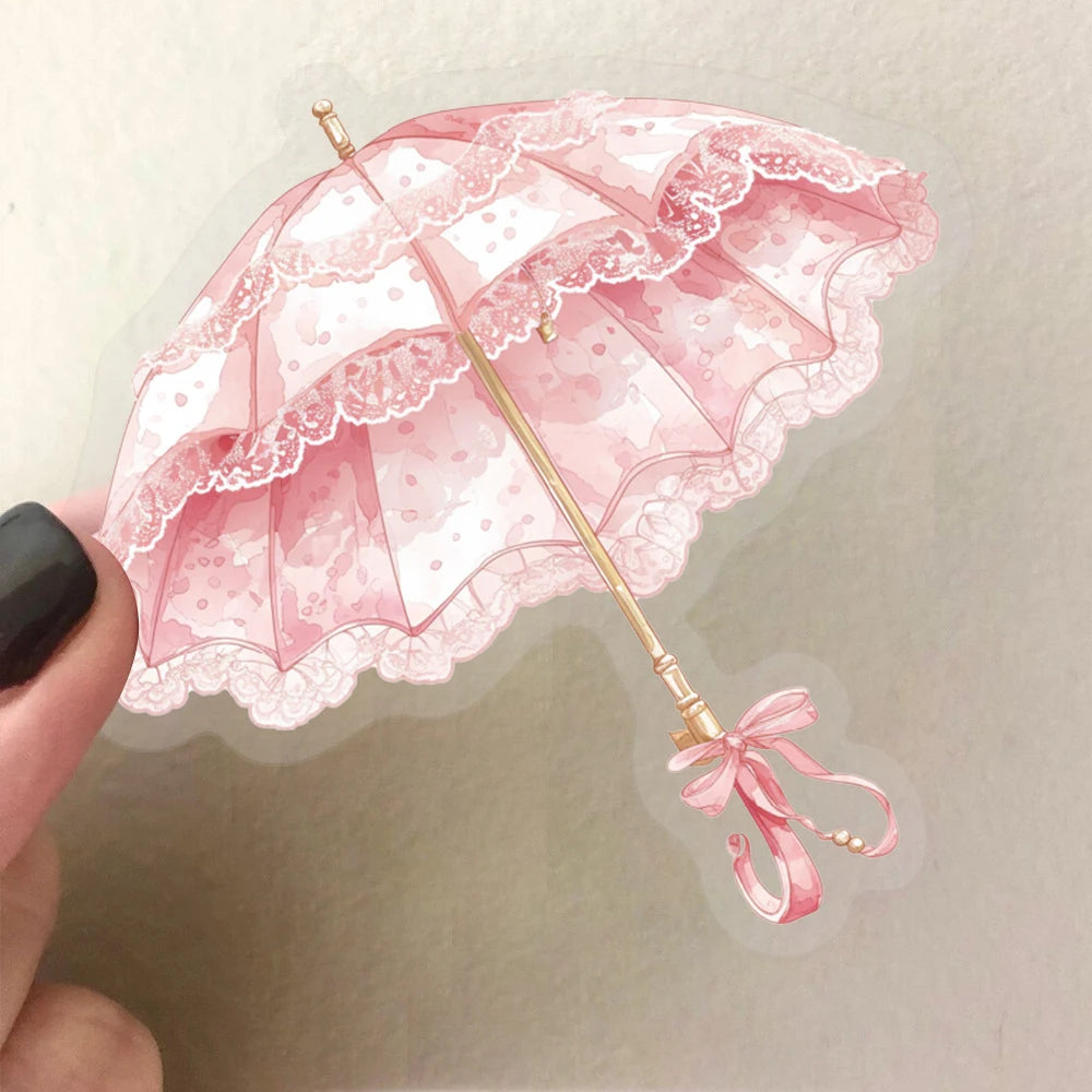 10/30/50pcs Pink Transparent Flowers Cartoon Stickers Aesthetic Waterproof Artistic Dreamy Decals Graffiti Stationery Laptop