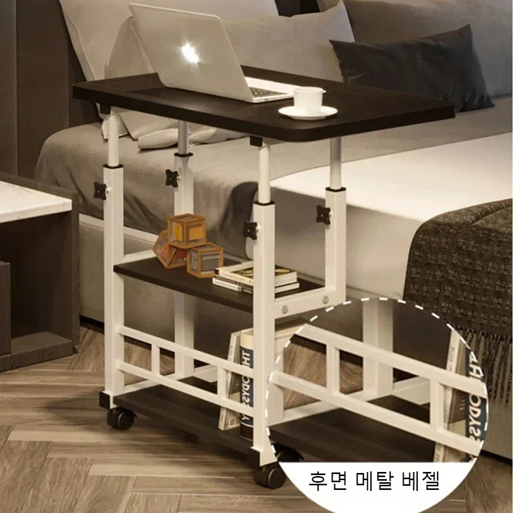 Simple Adjustable Laptop Desk with Wheels Movable Bedside Computer Table Lift Computer Desk Bedroom Office Portable Study Table
