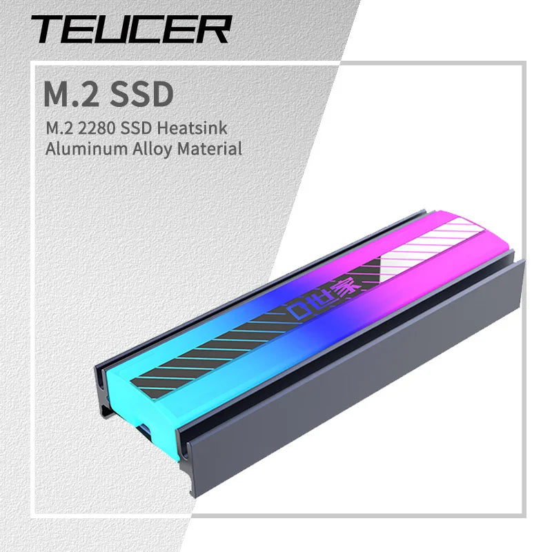 TEUCER M.2 NVME SSD Heatsink 5V 3Pin ARGB Colored Lights 2280 Solid State Drive Cooler