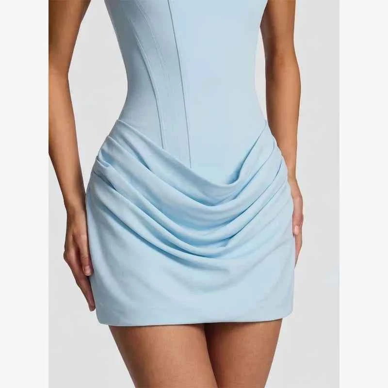 Women Sexy Solid Pleated Strapless Dress Lady Chic Off-shoulder Backless High Waist Split Dresses  Evening Party Gown 2026 New