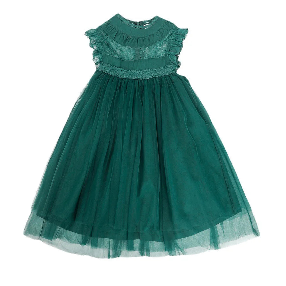 Bohemia Summer Dress For Girls Tulle Lace Sleeveless Princess Flower Girls Wedding Birthday Ball Gown Party Dresses Clothes