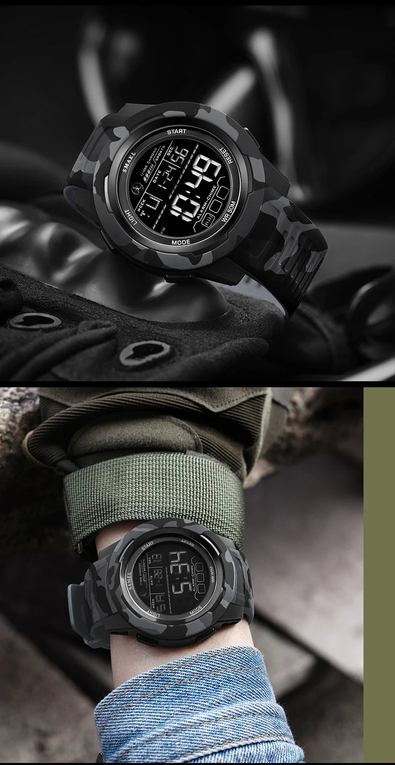 New SMAEL 8105 Watches Camo Strap Military Sport Watch for Men Clock Fashion Digital Wristwatch Waterproof Shockproof Watches