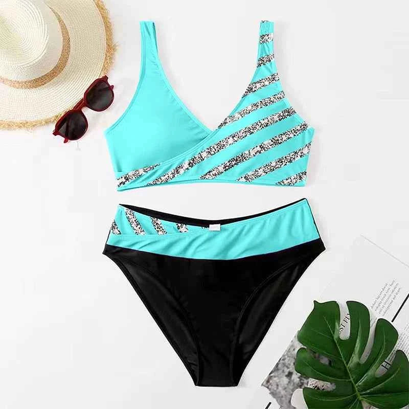Rhinestone Sexy Bikini Set Women Two Piece Swimsuit Push up Padded Bathing Suit Sparkly Shiny Beachwear Summer Vacation Clubwear