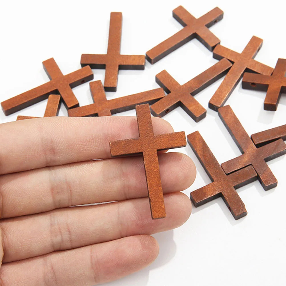 20Pcs Small DIY Cross Decor Premium Wood Material Wall Hanging Craft for Living Room Bedroom Ornament DIY Wooden Cross