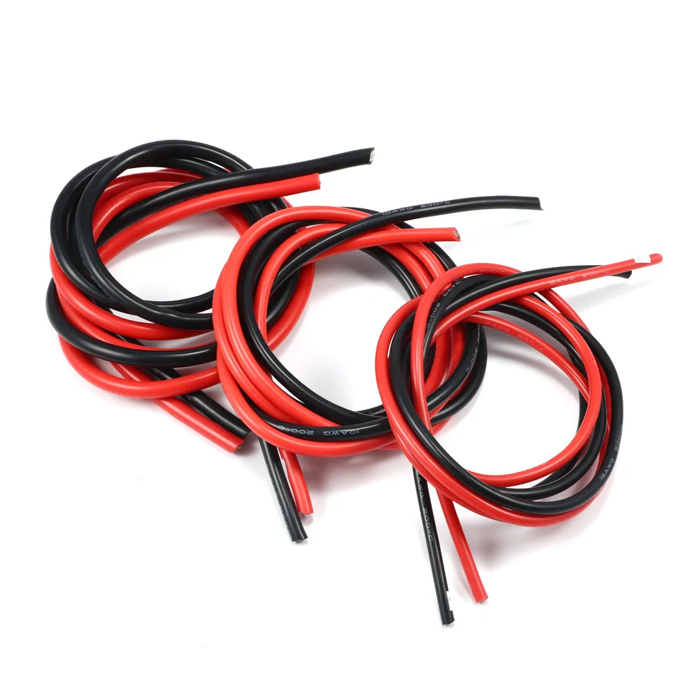 10m/lot Silicon Wire 8 10 12 14 16 18 20 22AWG Heatproof Soft Silicone Silica Gel Wire Cable (5m Red+5m Black) DIY Part