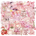 10/30/50pcs Pink Transparent Flowers Cartoon Stickers Aesthetic Waterproof Artistic Dreamy Decals Graffiti Stationery Laptop