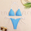 Circyy 2026 Bathing Suit Women Plaid Dot Split Swimsuit Neck-mounted Bow Tie Beachwear Vintage Simple Two-piece Bikinis Summer