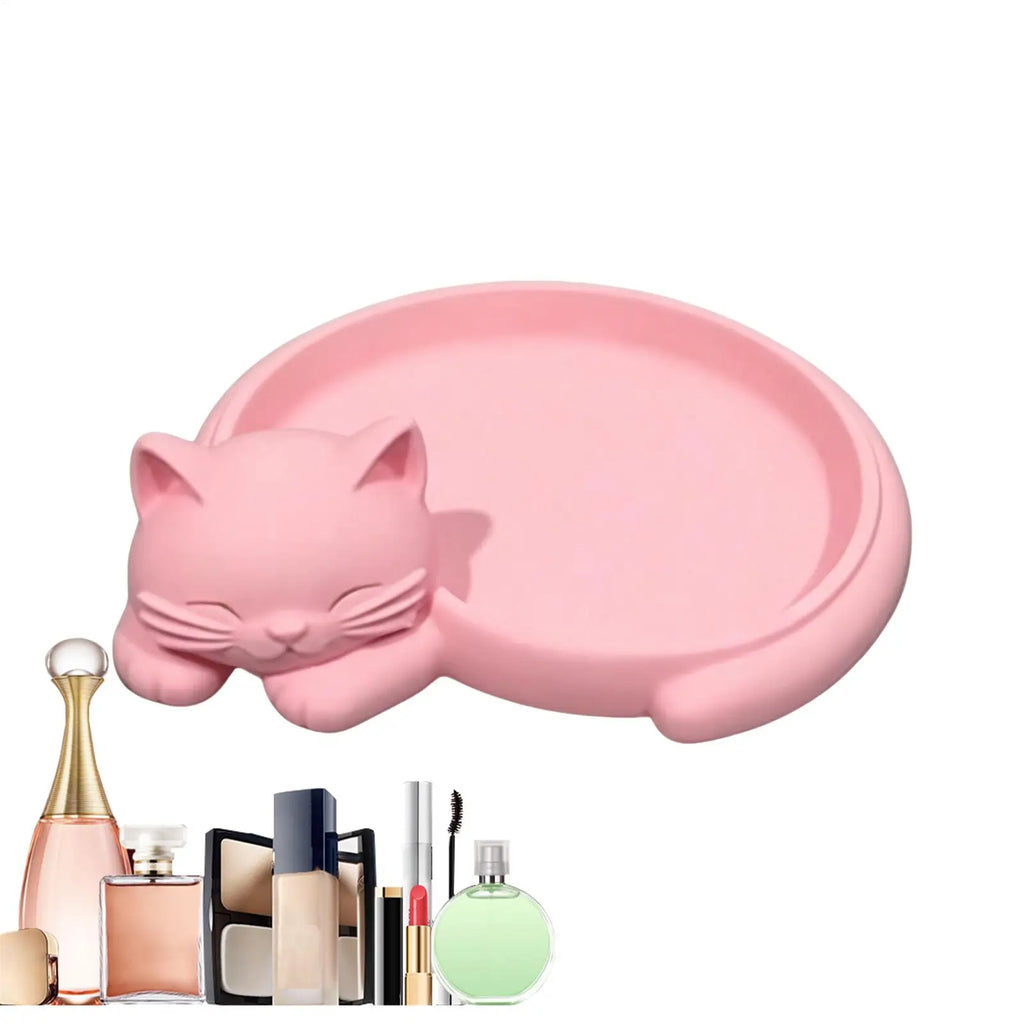 Cat Shaped Jewelry Organizer Tray for Keys Earrings Cute Feline Design Desktop Storage Tray Home Decoration Accessories