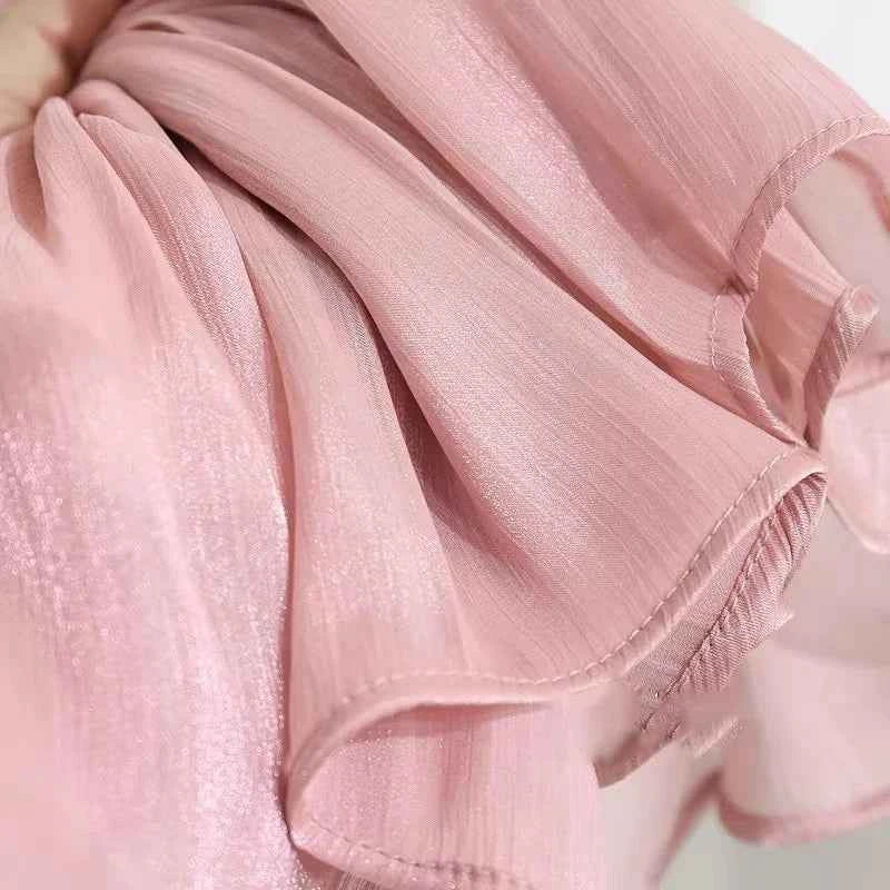 2025 Spring/Summer New Luster  A-line Women Skirt Solid Color High Waist French Paris Style Elegant Asymmetrical Skirt
