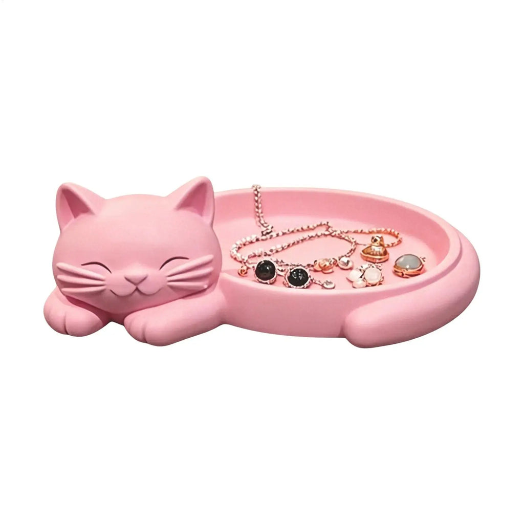 Cat Shaped Jewelry Organizer Tray for Keys Earrings Cute Feline Design Desktop Storage Tray Home Decoration Accessories