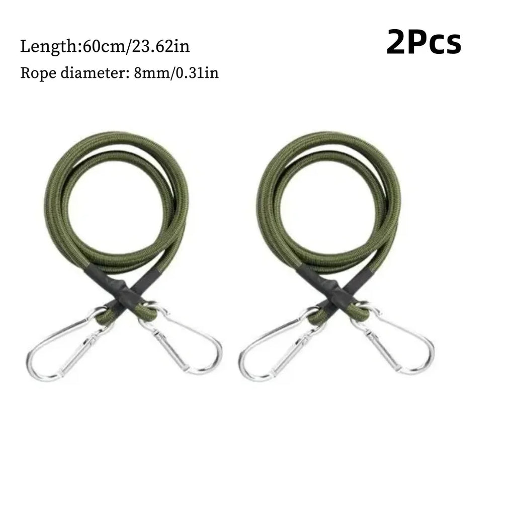 2Pcs 60cm Elastic Rope with Hook Bungee Cord, Outdoor Heavy Duty Bungee Cord, Camping Luggage Packing Ropes Camping Accessories