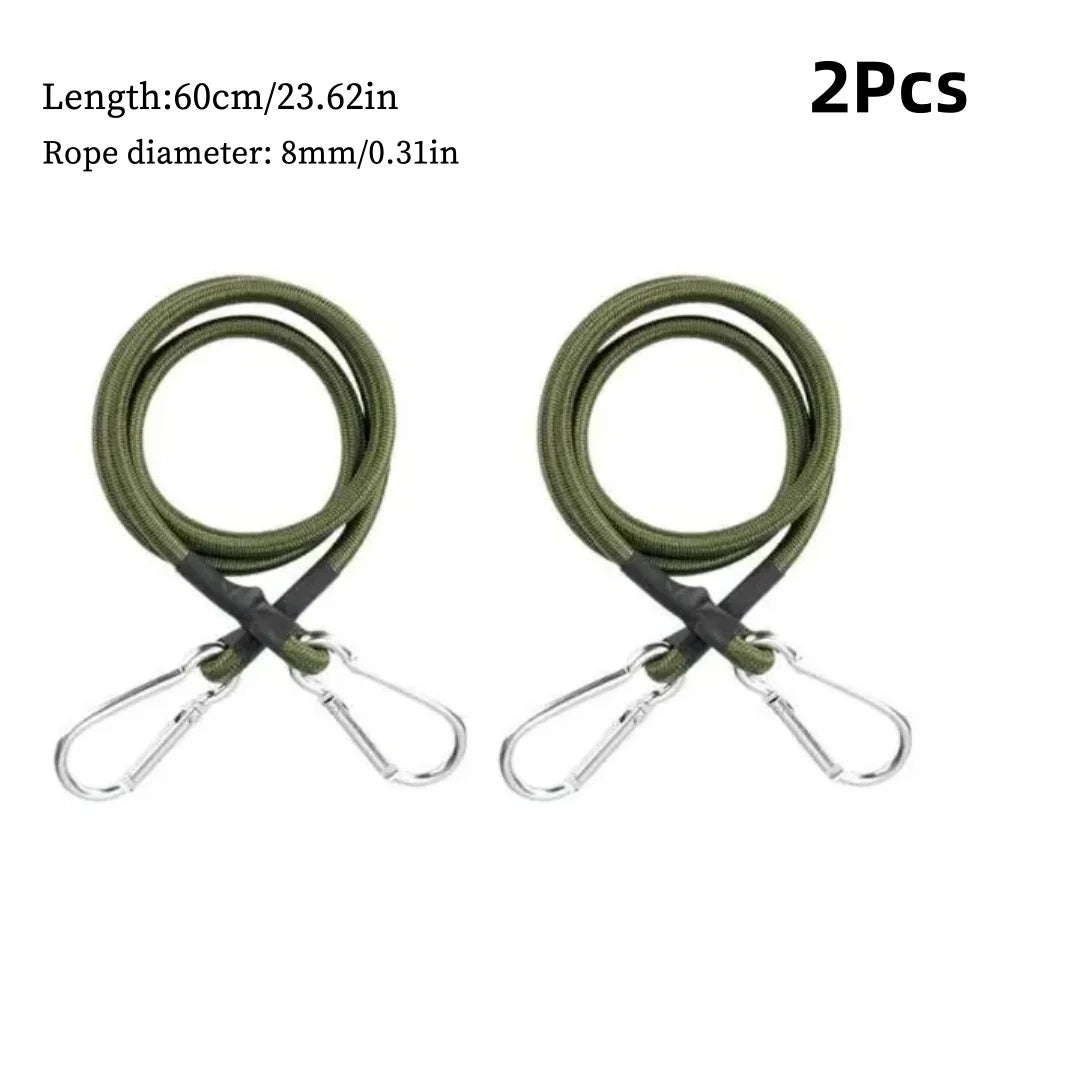 2Pcs 60cm Elastic Rope with Hook Bungee Cord, Outdoor Heavy Duty Bungee Cord, Camping Luggage Packing Ropes Camping Accessories