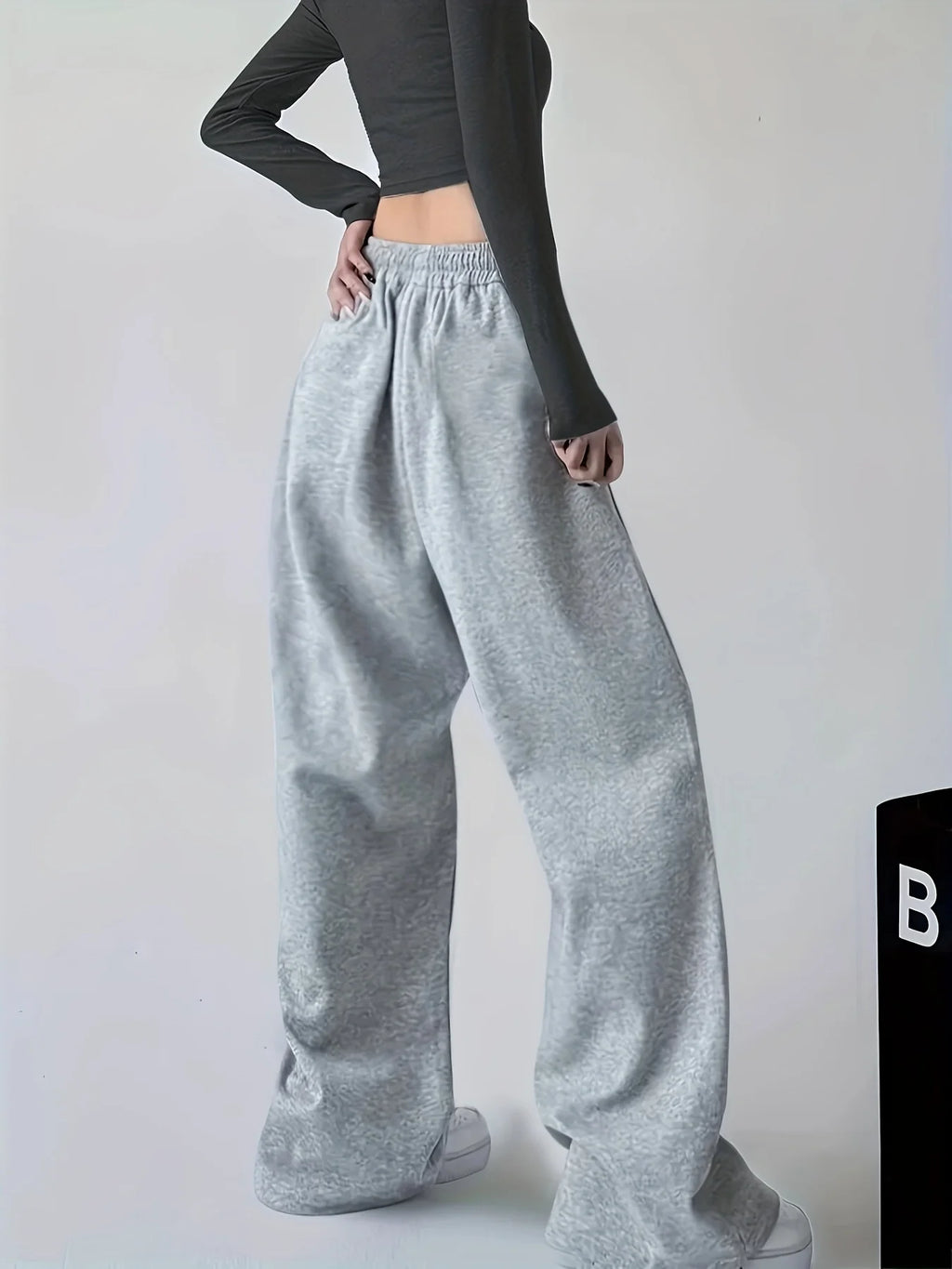 Women's Plus-size Street Style Casual Sweatpants with Personality Print Autumn and Winter Fleece Loose Fit Streetwear Oversized
