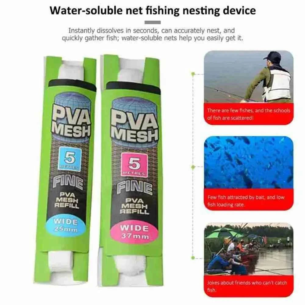 Soluble PVA Mesh Bag 5M Refill Carp Feeder Fishing Lures Refill Rig Hook Bait Wrap Bags 25mm 37mm Fishing Accessories