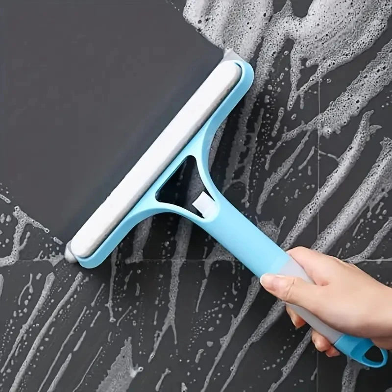 SKY BLUE Color 3-in-1 Glass Cleaning Squeegee With Built-In Spray Bottle