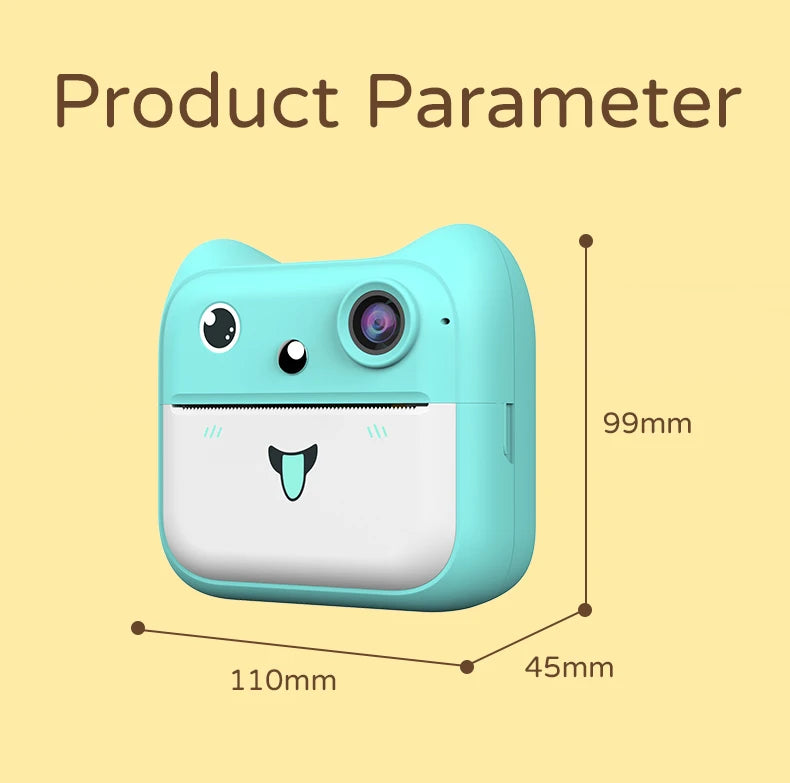 Kids Photo Camera Printer Mini Thermal Print Camera Children Digital Video Camera Toy Gifts for 4-12 Years Kids Girls Boys