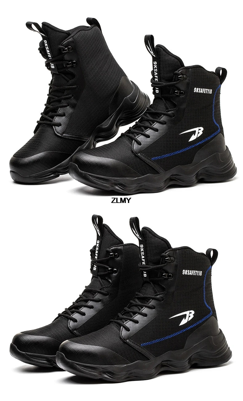 Dropshipping Men Safety Shoes Steel Toe Sneaker Lighweight Work Safety Boots Man High Top Puncture Proof Work Shoes Anti-smash