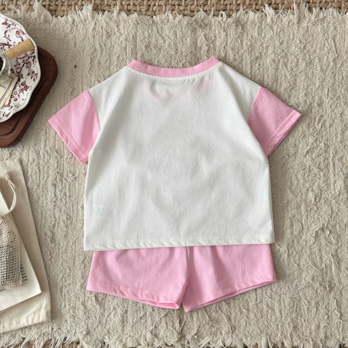 Infant 2PCS Summer Baby Girls Clothing Casual Newborn Set Cotton Popcorn Printed Short Sleeved T-shirt+Shorts