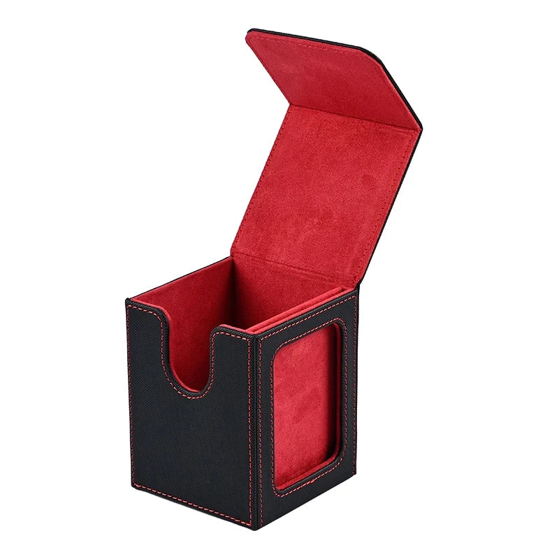 Card Deck Box,Card Storage Box holds 100+ Single Sleeved Cards, PU Leather Magnetic Closure for Magic cards TCG cards