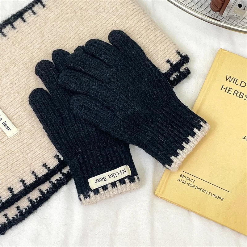 Kids Knitted Gloves 2-10 Years  Girls Winter Warm Five Finger Boys Fashion Icold Protection Ns Style Simple Children Students