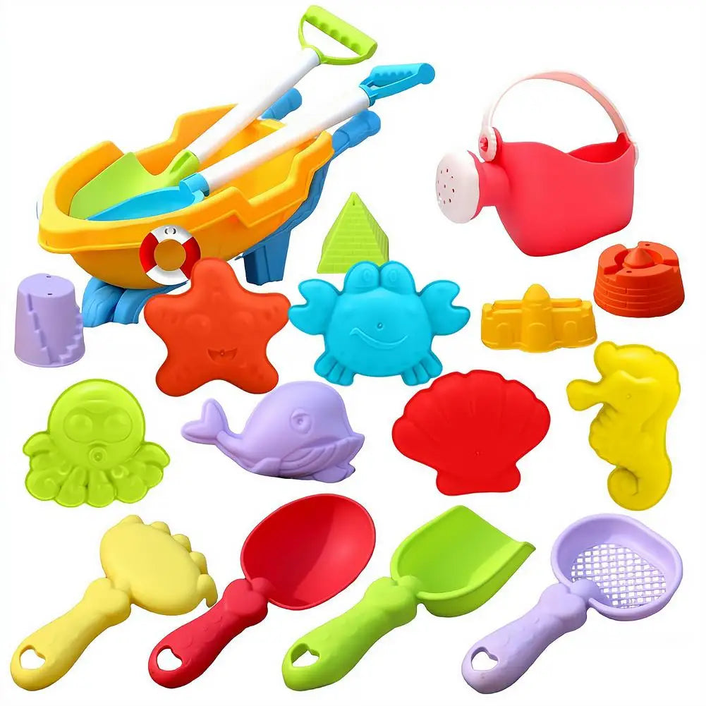 Kids Beach Toy Set Baby Sand & Water Play Kit with Bucket Shovel Rake Watering Can Summer Outdoor Sandbox Tools