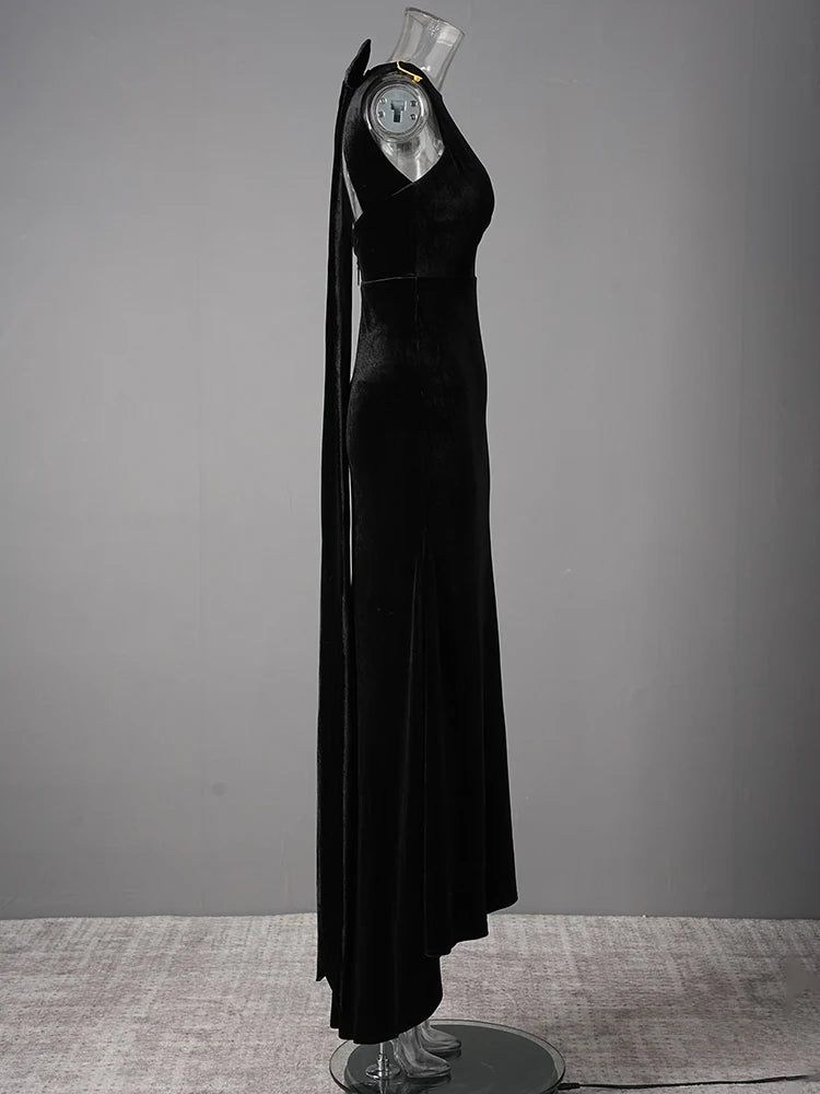 DEAT Elegant Dress Bowknot Ribbon Backless Zip Sleeveless Mermaid Women's Evening Party Dresses 2026 Spring New Fashion 35Z1299