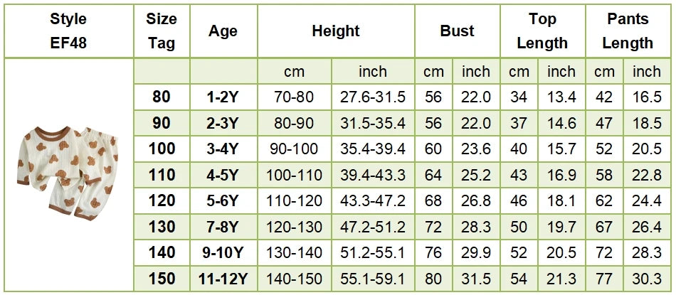 Summer Kids Cotton Pajama Sets Long Sleeve Pants Suitable Baby Gentle Nighttime Comfortable Sleepwear in Air Conditioned Rooms