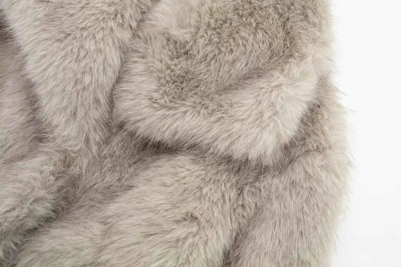 HH Women Fashion Cropped Faux Fur Jacket Coat Long Sleeve Front Snap-button Female Outerwear Chic Lapel Collar Thick Coat
