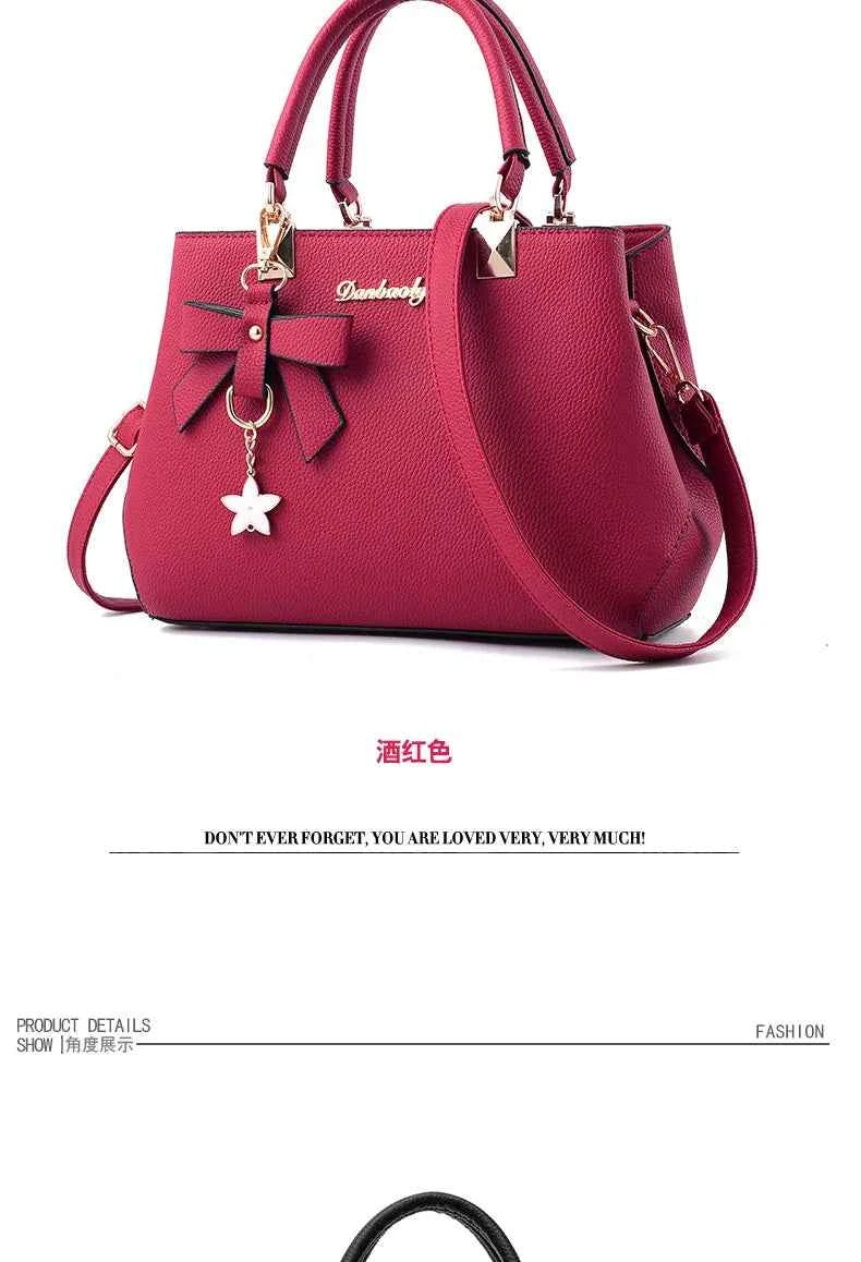 Yogodlns Elegant Women Messenger Bags with flower pendant Office Ladies Totes Pure Leather Handbag for female Crossbody Shoulder