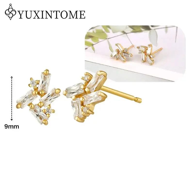 Women's 925 Sterling Silver Ear Needle Crystal Zircon Water Droplets Stud Hoop Gold Huggie Earrings Premium Luxury Party Jewelry