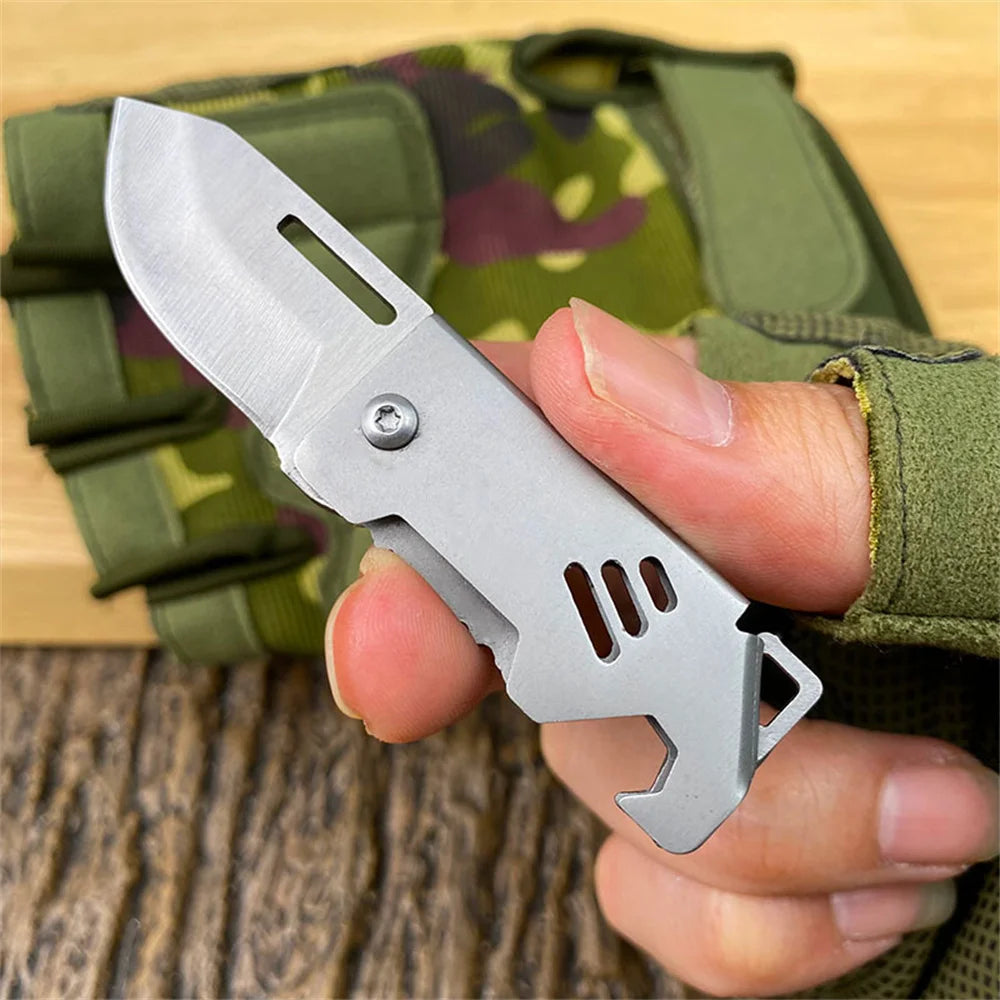 Key Chain Pendant Compact Bottle Opener Pocket Knife Outdoor Folding Knife For Camping Fishing Keyring