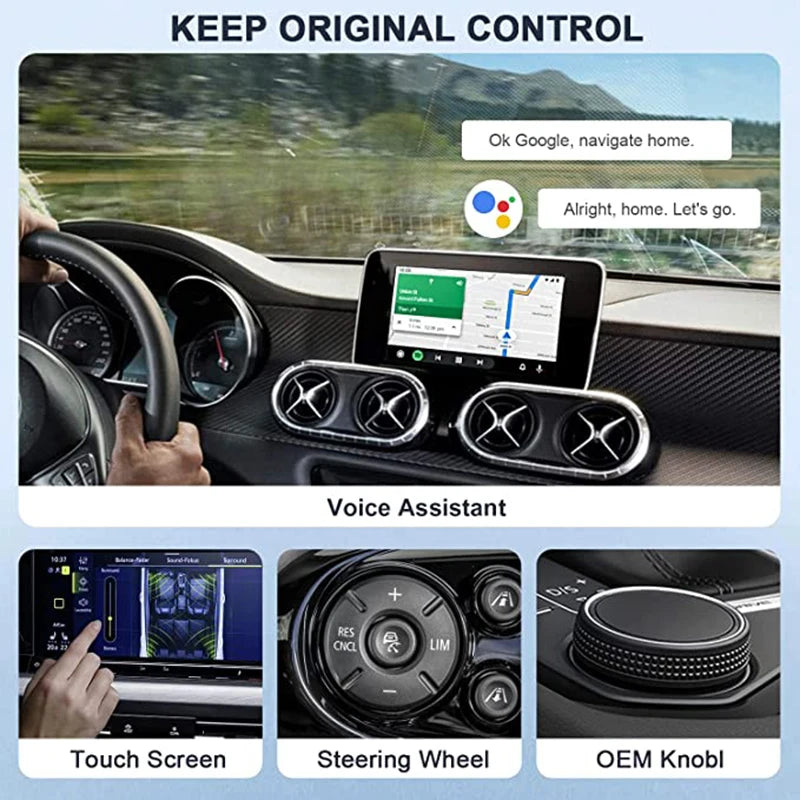 Wireless Android Auto Adapter for Wired Android Auto Car & Android Phones, Android Auto Dongle Convert Factory Wired to Wireless