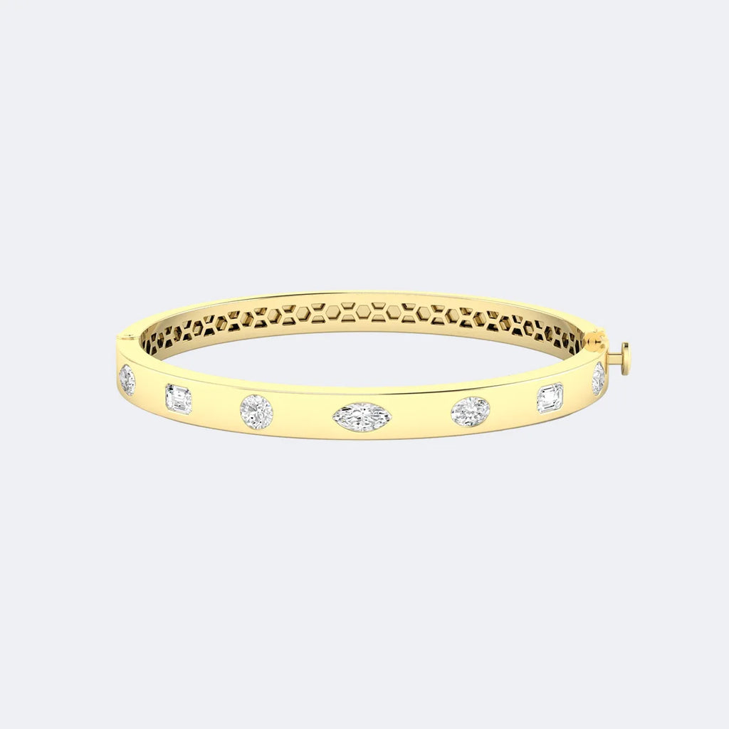 2.00CTW Mixed Cut Diamond Station Bangle Bracelet