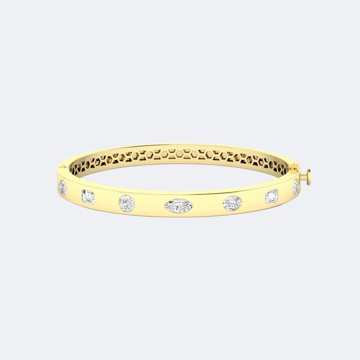 2.00CTW Mixed Cut Diamond Station Bangle Bracelet