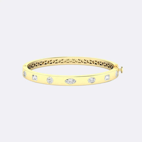 2.00CTW Mixed Cut Diamond Station Bangle Bracelet