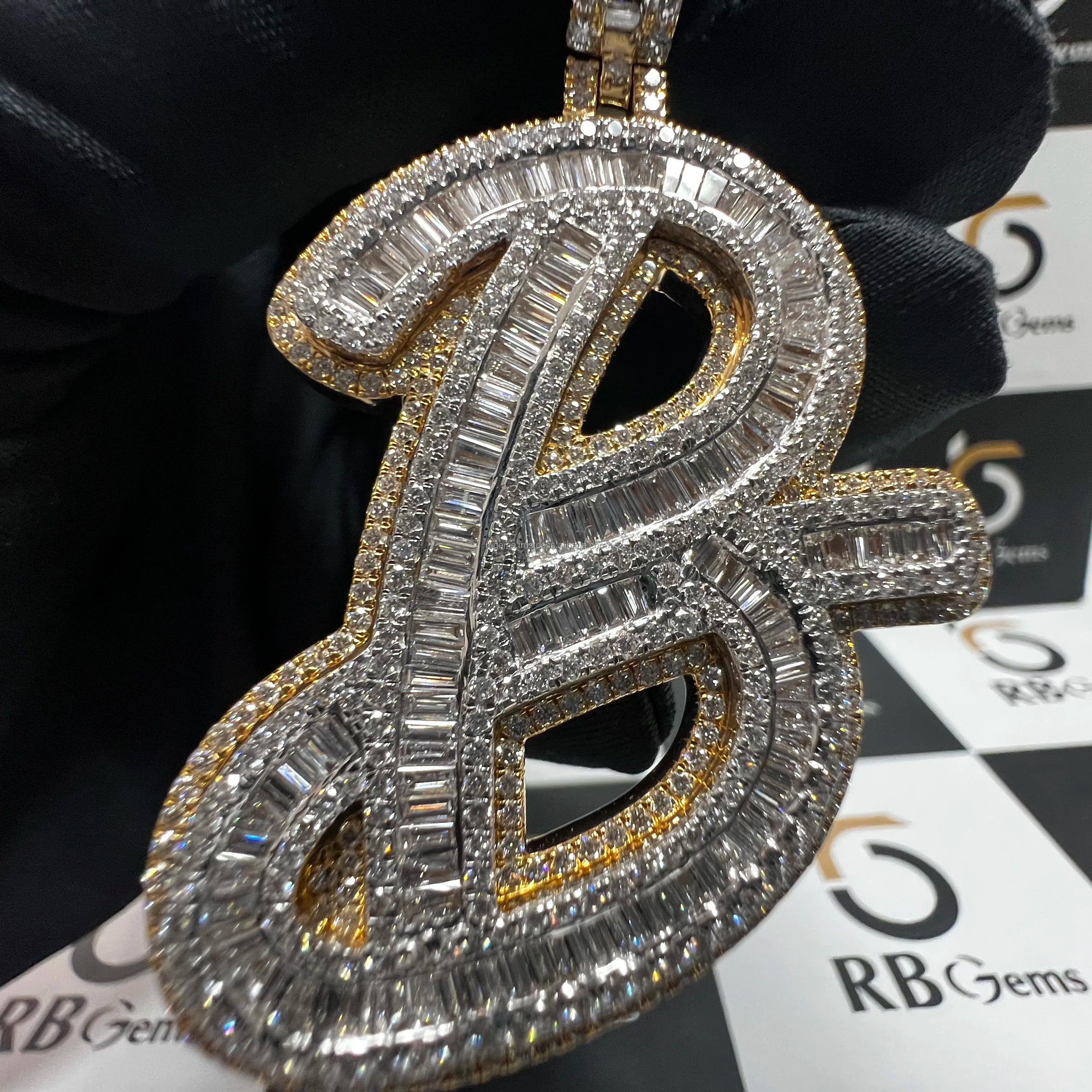 Men's Customized Rose Gold Fully Iced VVS Moissanite Hip Hop Style Rapper Charm Pendant Anniversary Gift IGI