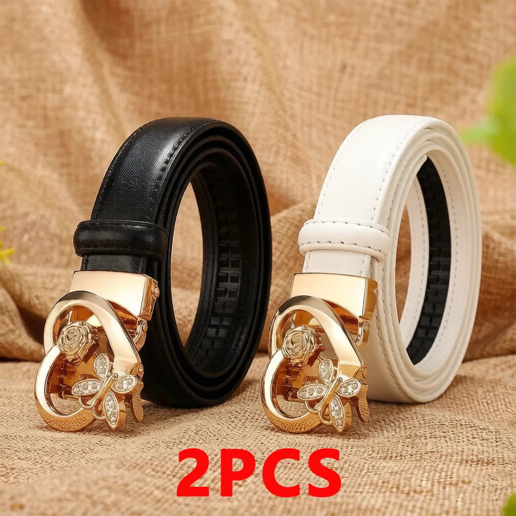 New Belts Women Luxury Famous Brand Designer Female Belt Candy Color High Quality Dress Cowhide Leather Automatic Buckle LB2202