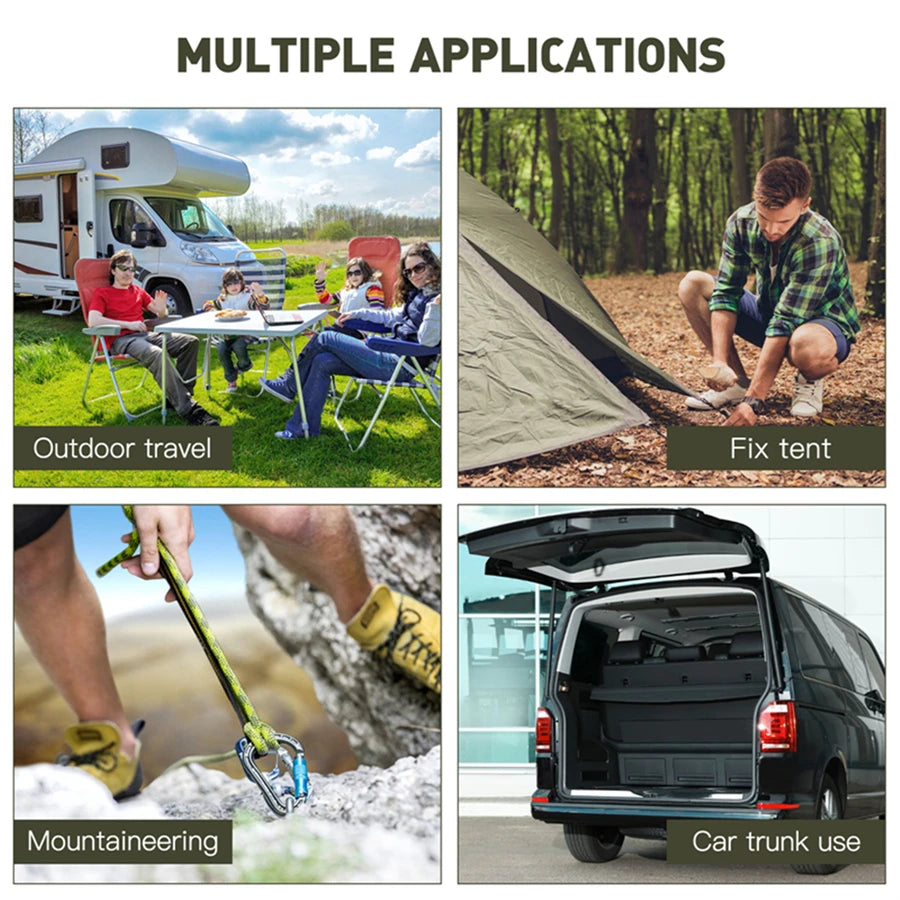 150CM-210CM Heavy Duty Bungee Cord Elastic Tie Strap String Carabiner Hooks Cycling Luggage Packing Ropes Camping  Accessories