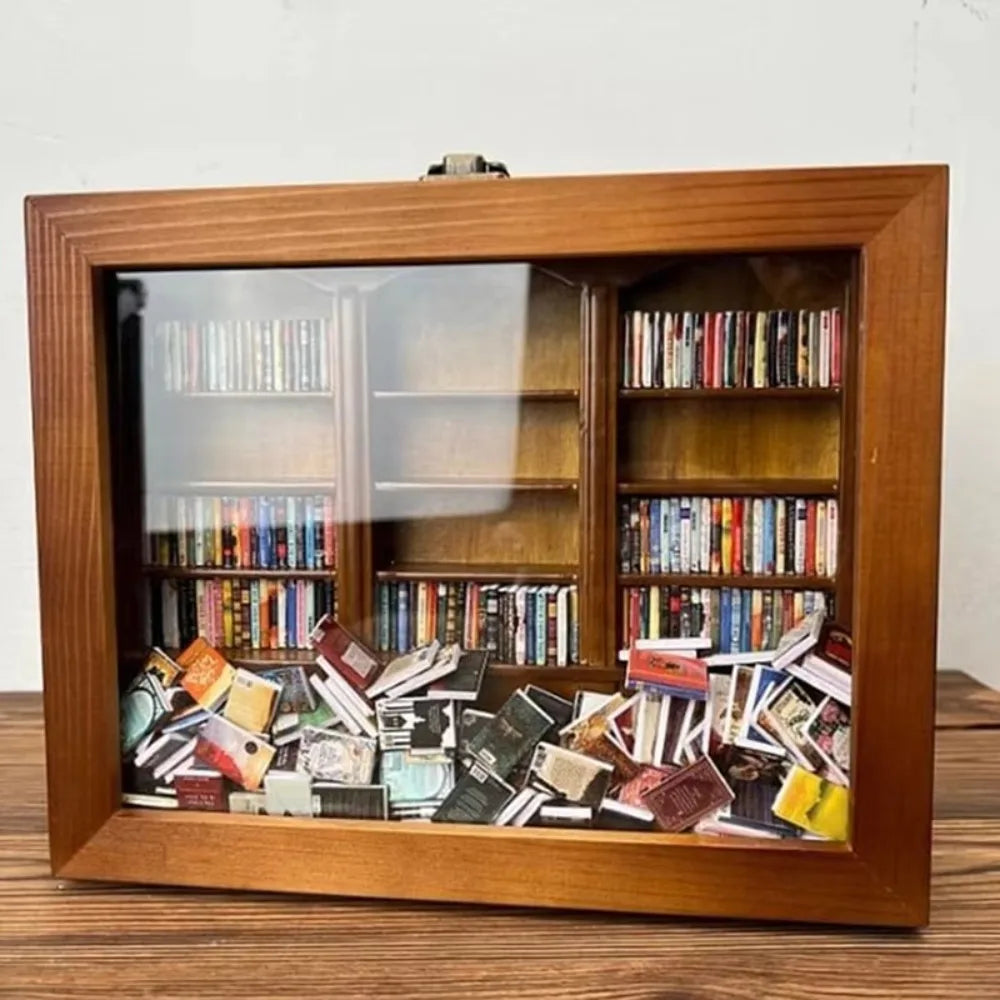 Bookshelf Decor Anxiety Bookshelf Home Desktop Decoration Fidget Toys Miniature Wooden Bookshelf Wooden Handmade Figurine Statue