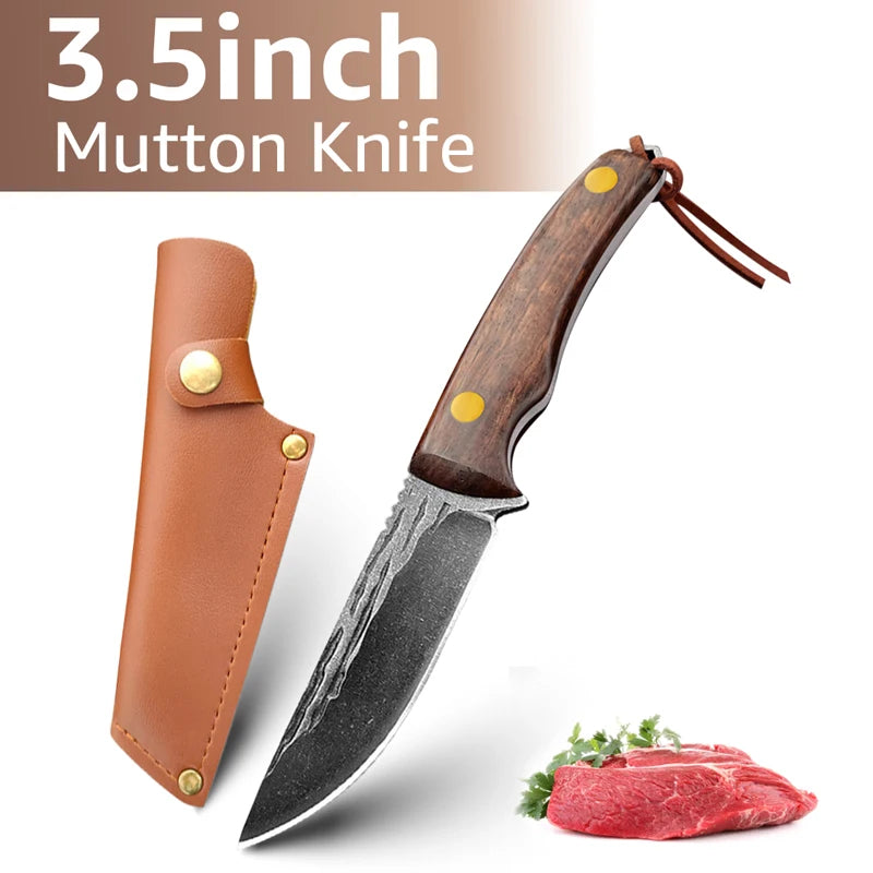 Handmade Forged Knife 4inch High Carbon Steel Mongolia Paring Knife Boning Knifes  Meat Cleaver Butcher Knife Chef Knife