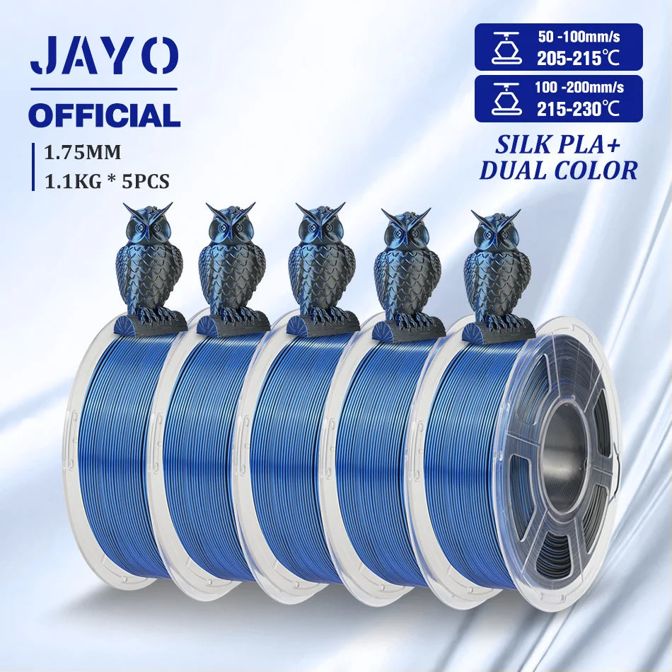 JAYO SILK PLA Filament 1.75mm Dual Colors 3D Printer Filament Coextrusion Silk Triple Color 3D Filament Shiny Multicolor Change