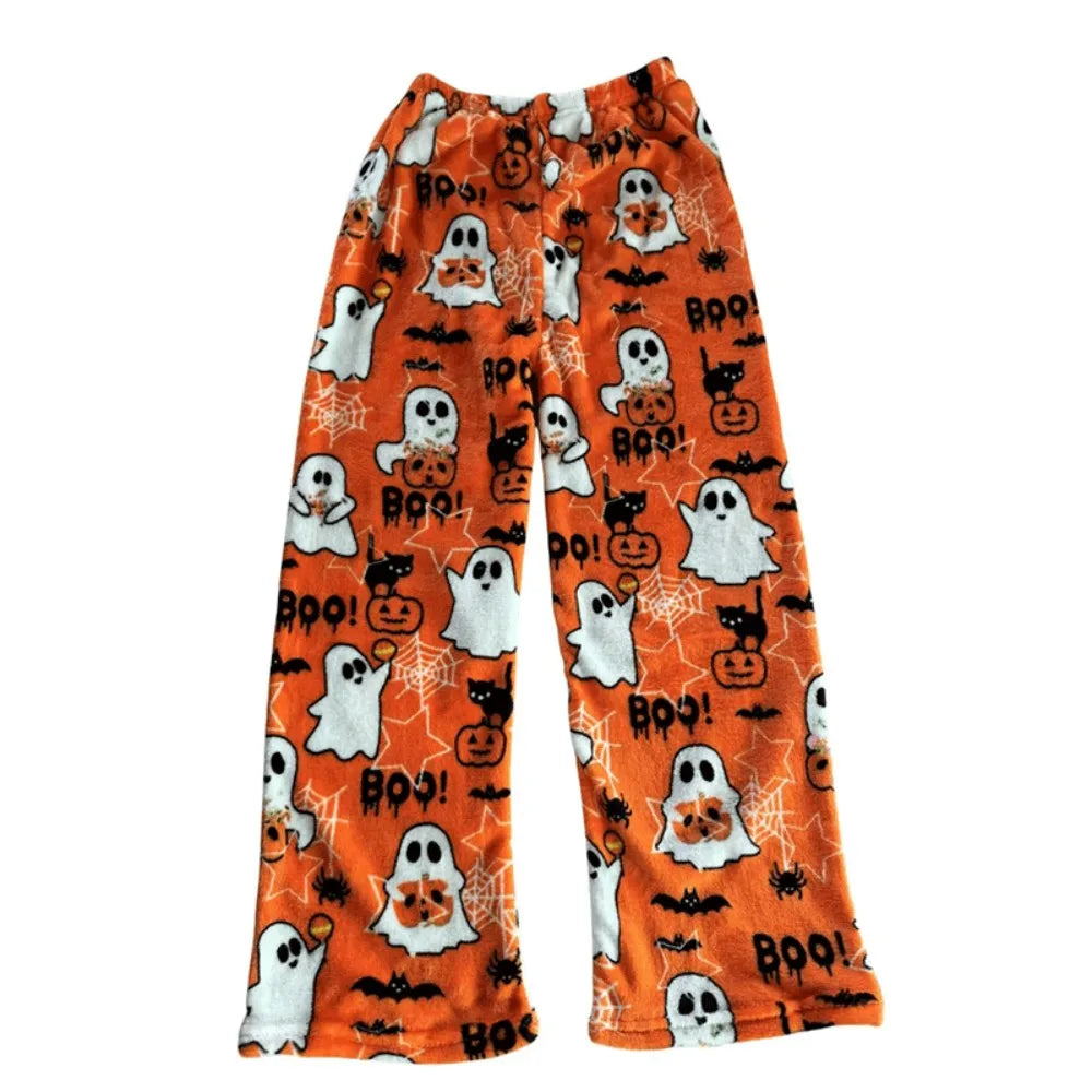2025 New Anime Plush Sleepwear Pants Cartoon Casual Halloween Sleepwear Warm Home Clothes Couple Sleepwear