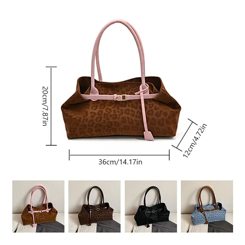 Trendy PU Leopard Print Tote Bag Large Capacity Casual Women's Shoulder Bag Versatile Underarm Bag Females Handbags Purses