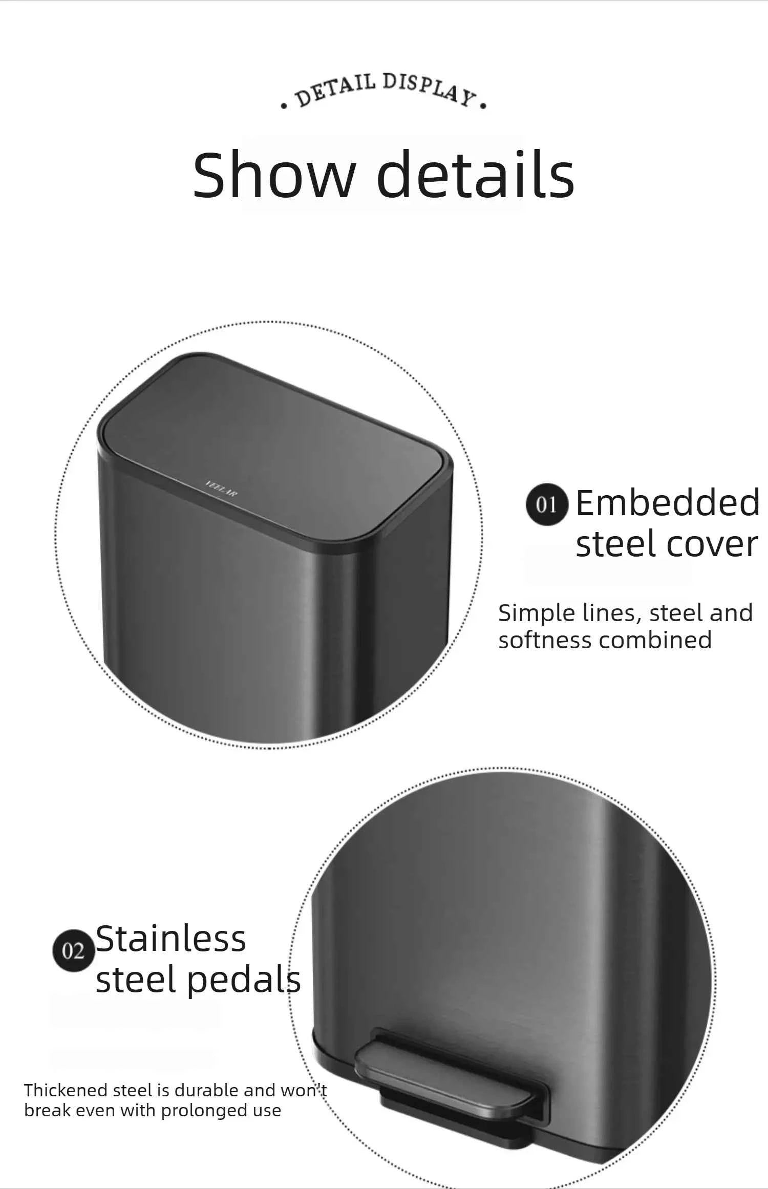Kitchen Bin Large Large Capacity New Household Living Room Light Luxury High-grade Stainless Steel Italian Style Furniture