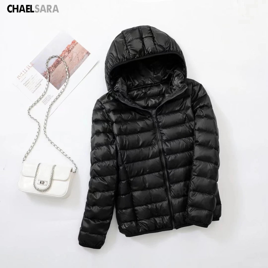 Ultra Light White Duck Down Jacket for Women, Warm Coat for Lady, Female Hooded Parka, Plus Size, 7XL, Autumn and Winter 2024