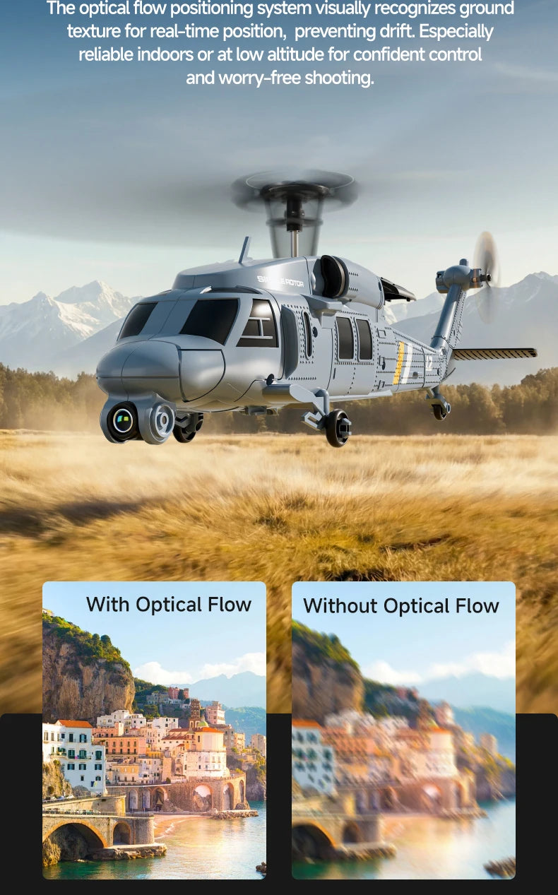 Military Remote Control Screen Helicopter 6 Axis Gyro Single Rotor 8K Aerial Optical Flow With Screen WIFI FPV RC Helicopter Toy