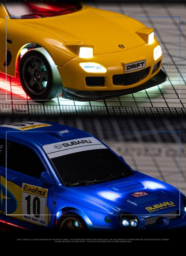 WHOOSH Licensed 1:43 Scale Mini RC Drift Car Full Proportional Remote Control Subaru WRC WRX STI Mazda RX7 Desktop Toy For Boys
