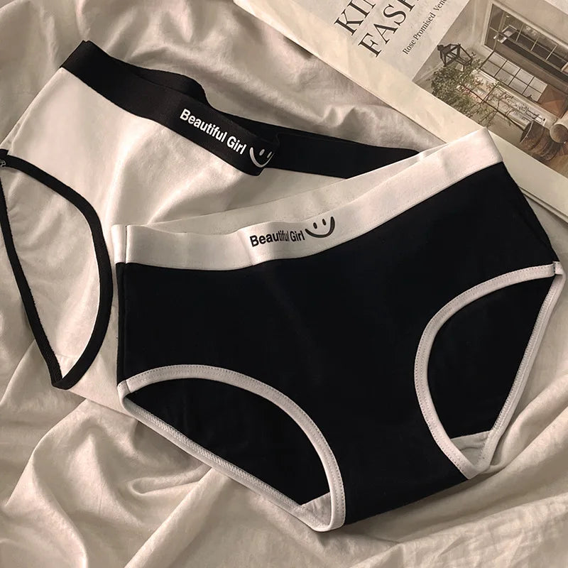 3Pcs/set Cotton Soft Breathbale Lingerie Black White Gray Daily Wear Underwear Women Panties Ladies and Girls Briefs M-XL