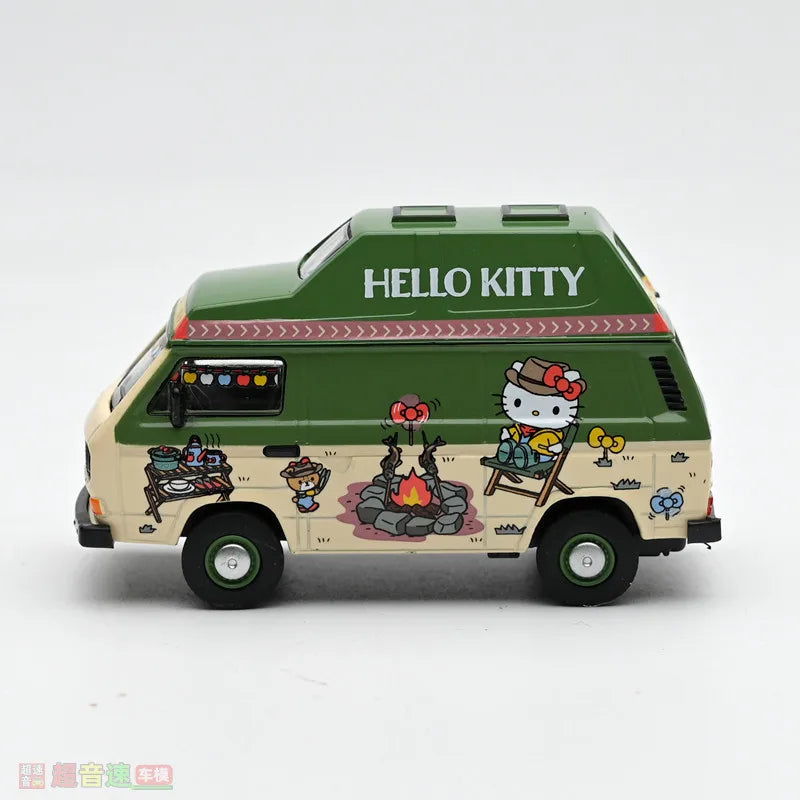 TW 1:64 Volkswagen T3 Van Camping - A realistic static alloy car model, a gift for boys and a collectible display item.